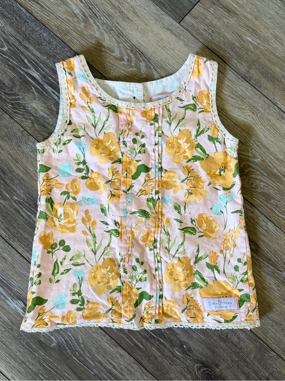 Sweet Honey Pink Floral Tulip Back Sleeveless Top